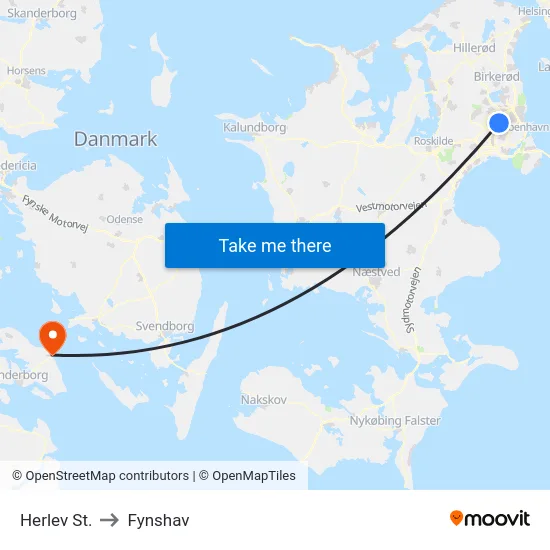 Herlev St. to Fynshav map
