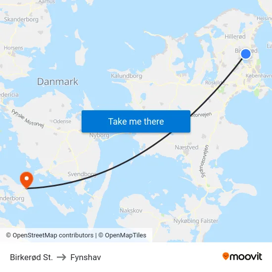 Birkerød St. to Fynshav map