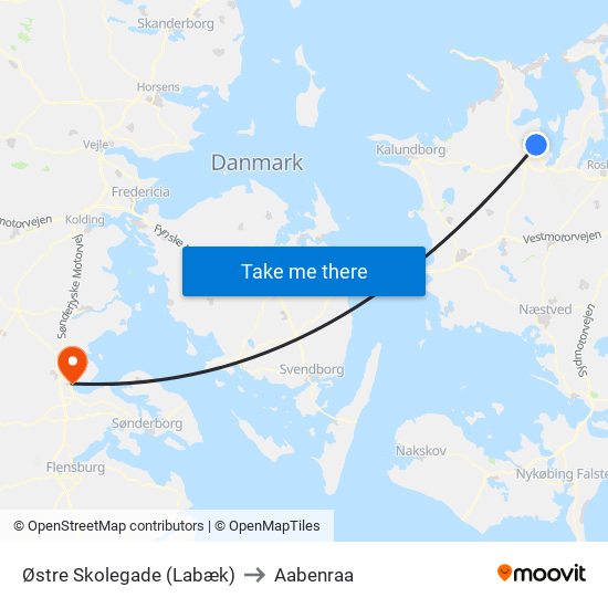 Østre Skolegade (Labæk) to Aabenraa map