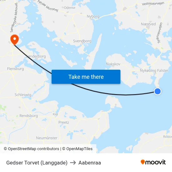Gedser Torvet (Langgade) to Aabenraa map
