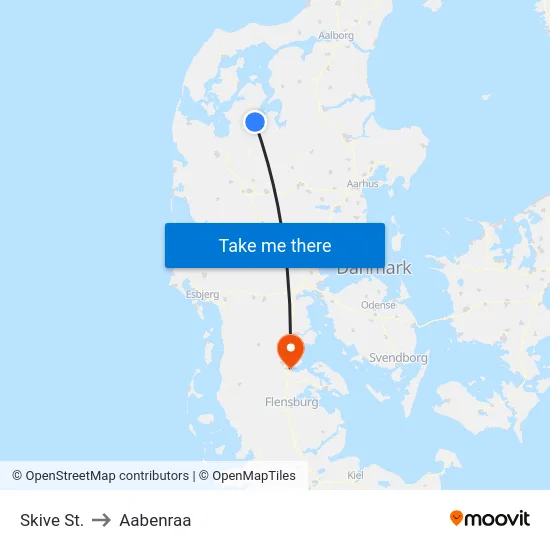 Skive St. to Aabenraa map