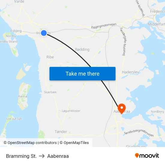 Bramming St. to Aabenraa map