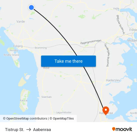 Tistrup St. to Aabenraa map