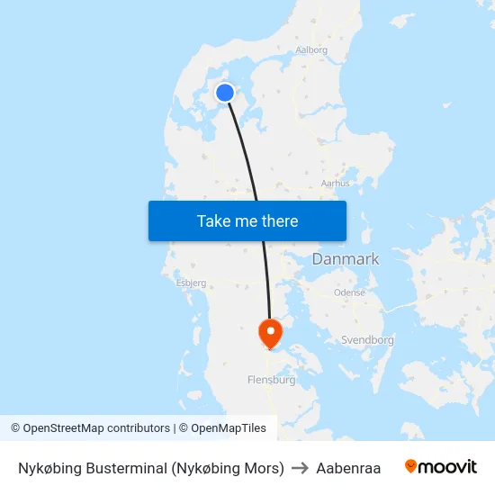 Nykøbing Busterminal (Nykøbing Mors) to Aabenraa map