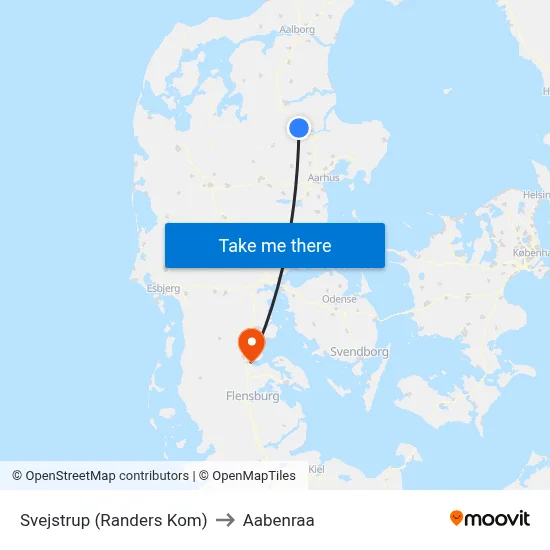 Svejstrup (Randers Kom) to Aabenraa map
