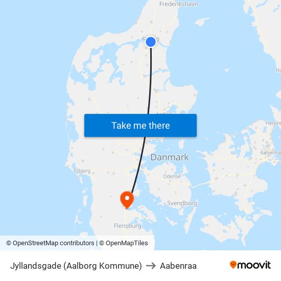 Jyllandsgade (Aalborg Kommune) to Aabenraa map