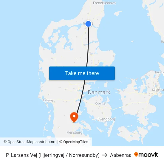 P. Larsens Vej (Hjørringvej / Nørresundby) to Aabenraa map