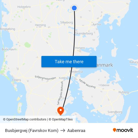 Busbjergvej (Favrskov Kom) to Aabenraa map