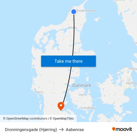 Dronningensgade (Hjørring) to Aabenraa map