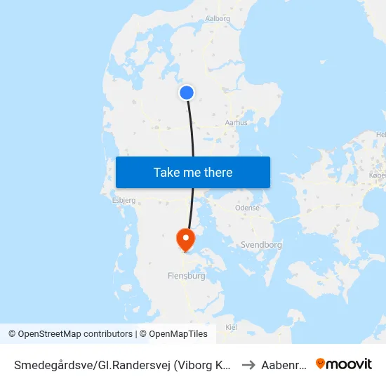 Smedegårdsve/Gl.Randersvej (Viborg Kom) to Aabenraa map