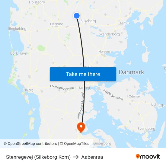Stenrøgevej (Silkeborg Kom) to Aabenraa map