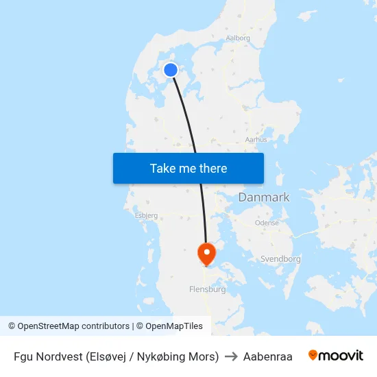 Fgu Nordvest (Elsøvej / Nykøbing Mors) to Aabenraa map