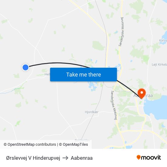 Ørslevvej V Hinderupvej to Aabenraa map