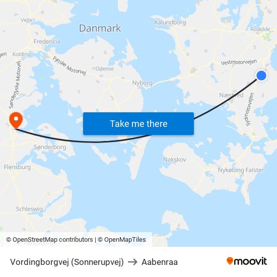 Vordingborgvej (Sonnerupvej) to Aabenraa map