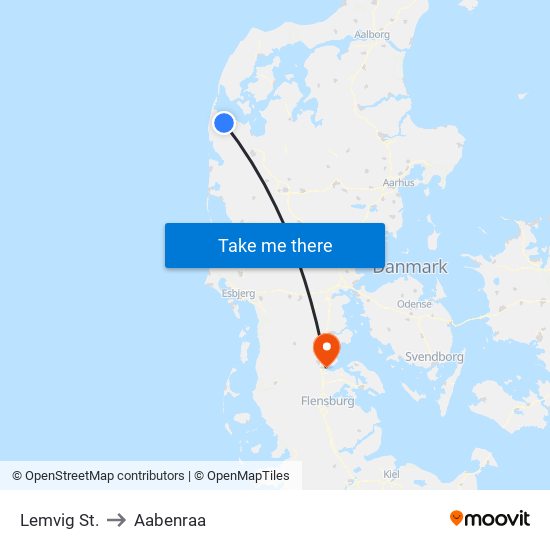 Lemvig St. to Aabenraa map