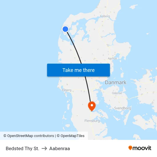 Bedsted Thy St. to Aabenraa map