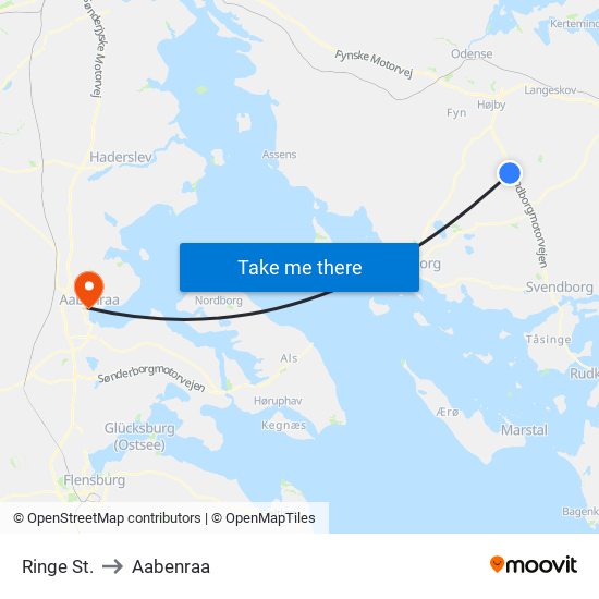 Ringe St. to Aabenraa map