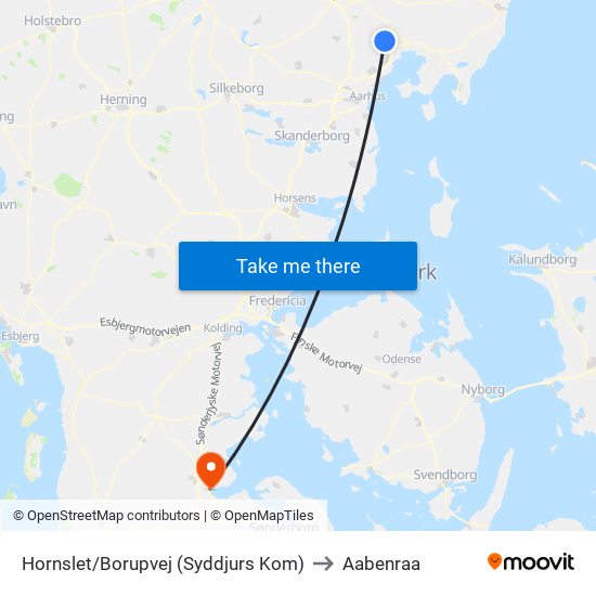 Hornslet/Borupvej (Syddjurs Kom) to Aabenraa map