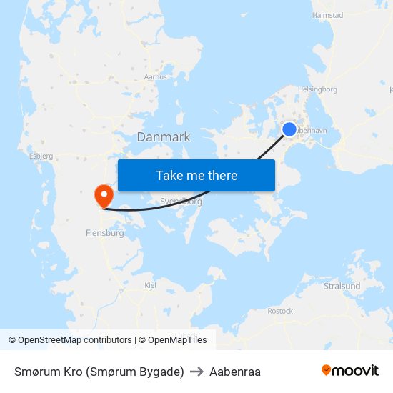 Smørum Kro (Smørum Bygade) to Aabenraa map