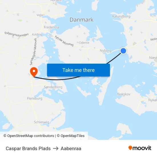 Caspar Brands Plads to Aabenraa map