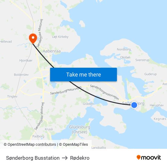 Sønderborg Busstation to Rødekro map