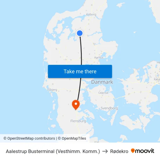 Aalestrup Busterminal (Vesthimm. Komm.) to Rødekro map