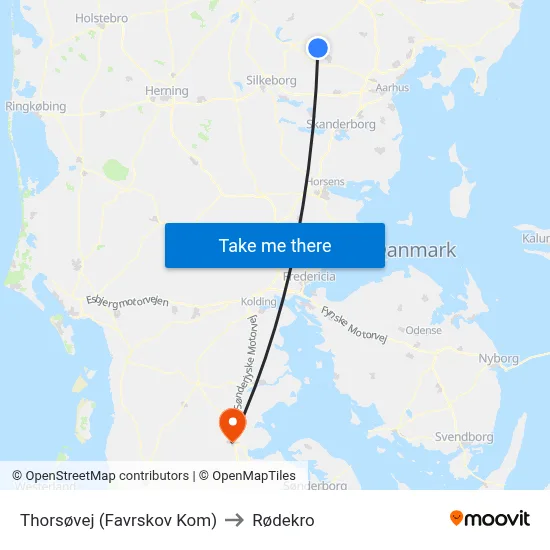 Thorsøvej (Favrskov Kom) to Rødekro map