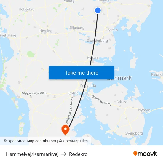 Hammelvej/Karmarkvej to Rødekro map