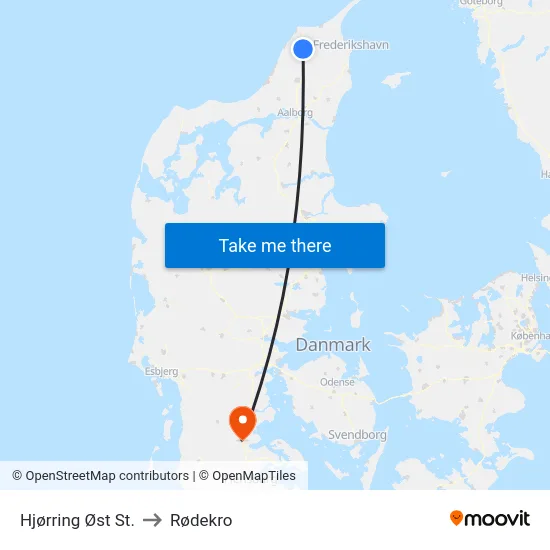 Hjørring Øst St. to Rødekro map
