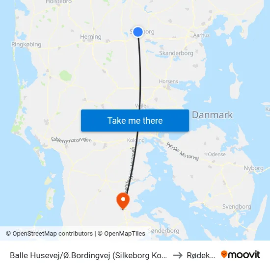Balle Husevej/Ø.Bordingvej (Silkeborg Kom) to Rødekro map