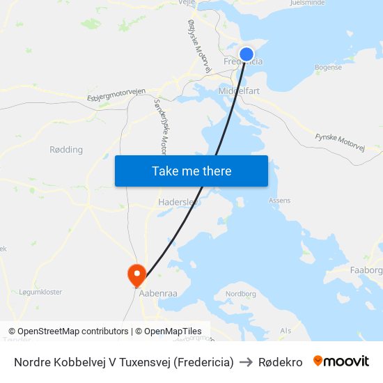 Nordre Kobbelvej V Tuxensvej (Fredericia) to Rødekro map