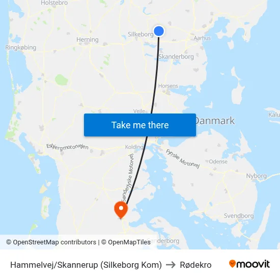 Hammelvej/Skannerup (Silkeborg Kom) to Rødekro map