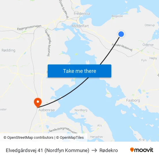 Elvedgårdsvej 41 (Nordfyn Kommune) to Rødekro map