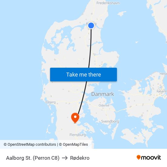 Aalborg St. (Perron C8) to Rødekro map