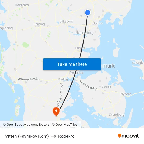 Vitten (Favrskov Kom) to Rødekro map