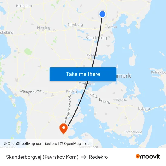 Skanderborgvej (Favrskov Kom) to Rødekro map