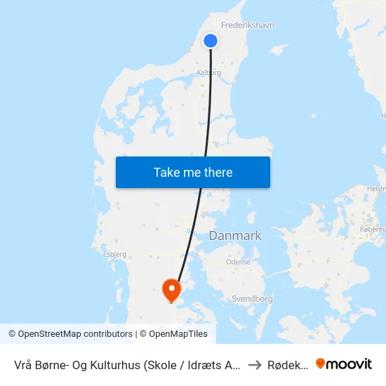 Vrå Børne- Og Kulturhus (Skole / Idræts Allé) to Rødekro map