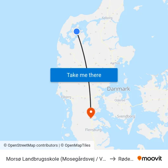 Morsø Landbrugsskole (Mosegårdsvej / Vodstrup) to Rødekro map