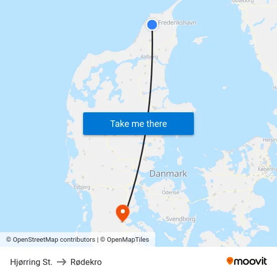 Hjørring St. to Rødekro map