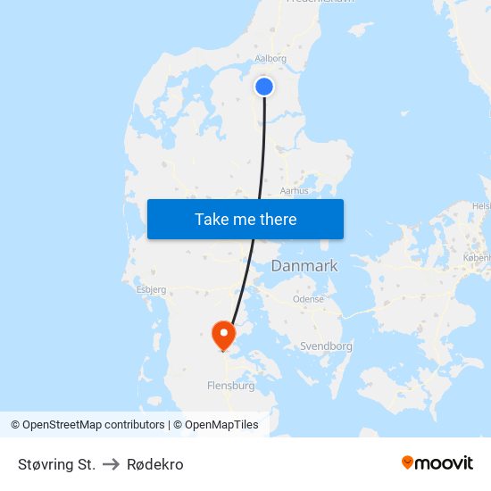 Støvring St. to Rødekro map