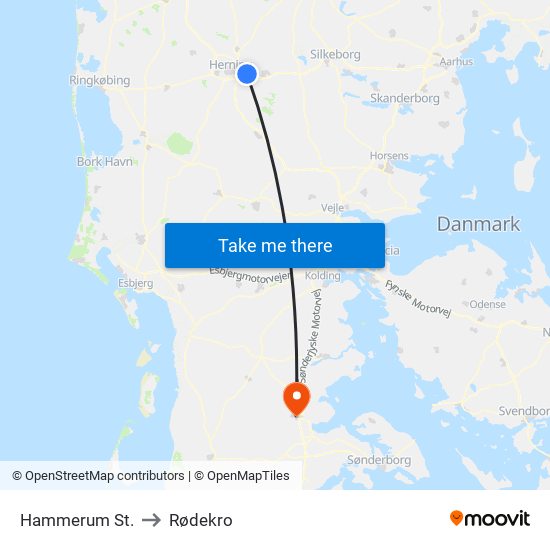 Hammerum St. to Rødekro map