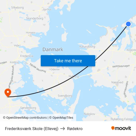 Frederiksværk Skole (Ellevej) to Rødekro map