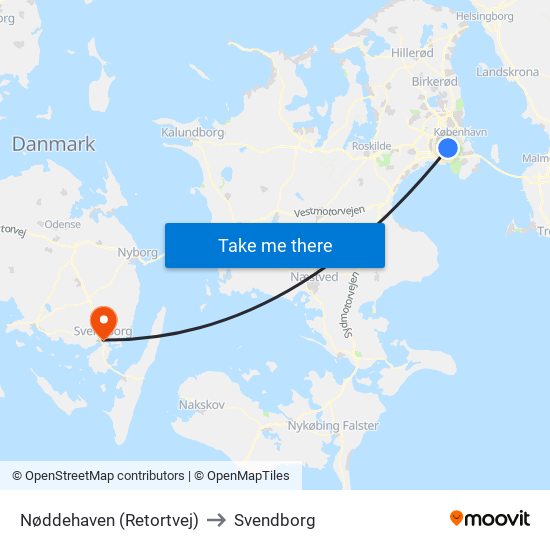 Nøddehaven (Retortvej) to Svendborg map
