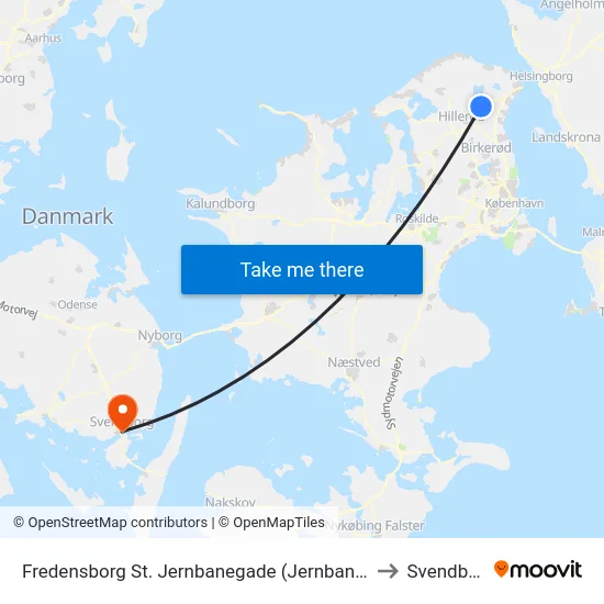 Fredensborg St. Jernbanegade (Jernbanegade) to Svendborg map