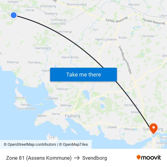 Zone 81 (Assens Kommune) to Svendborg map