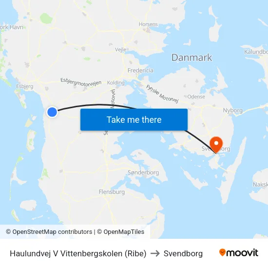 Haulundvej V Vittenbergskolen (Ribe) to Svendborg map