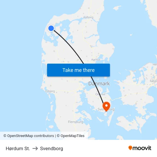 Hørdum St. to Svendborg map