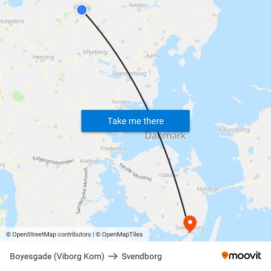 Boyesgade (Viborg Kom) to Svendborg map