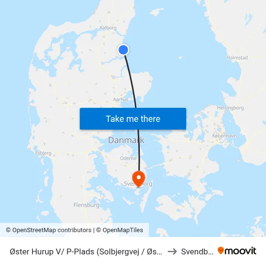 Øster Hurup V/ P-Plads (Solbjergvej / Øster Hurup) to Svendborg map
