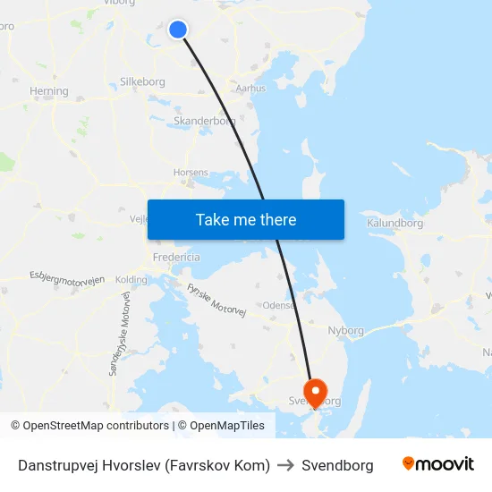 Danstrupvej Hvorslev (Favrskov Kom) to Svendborg map